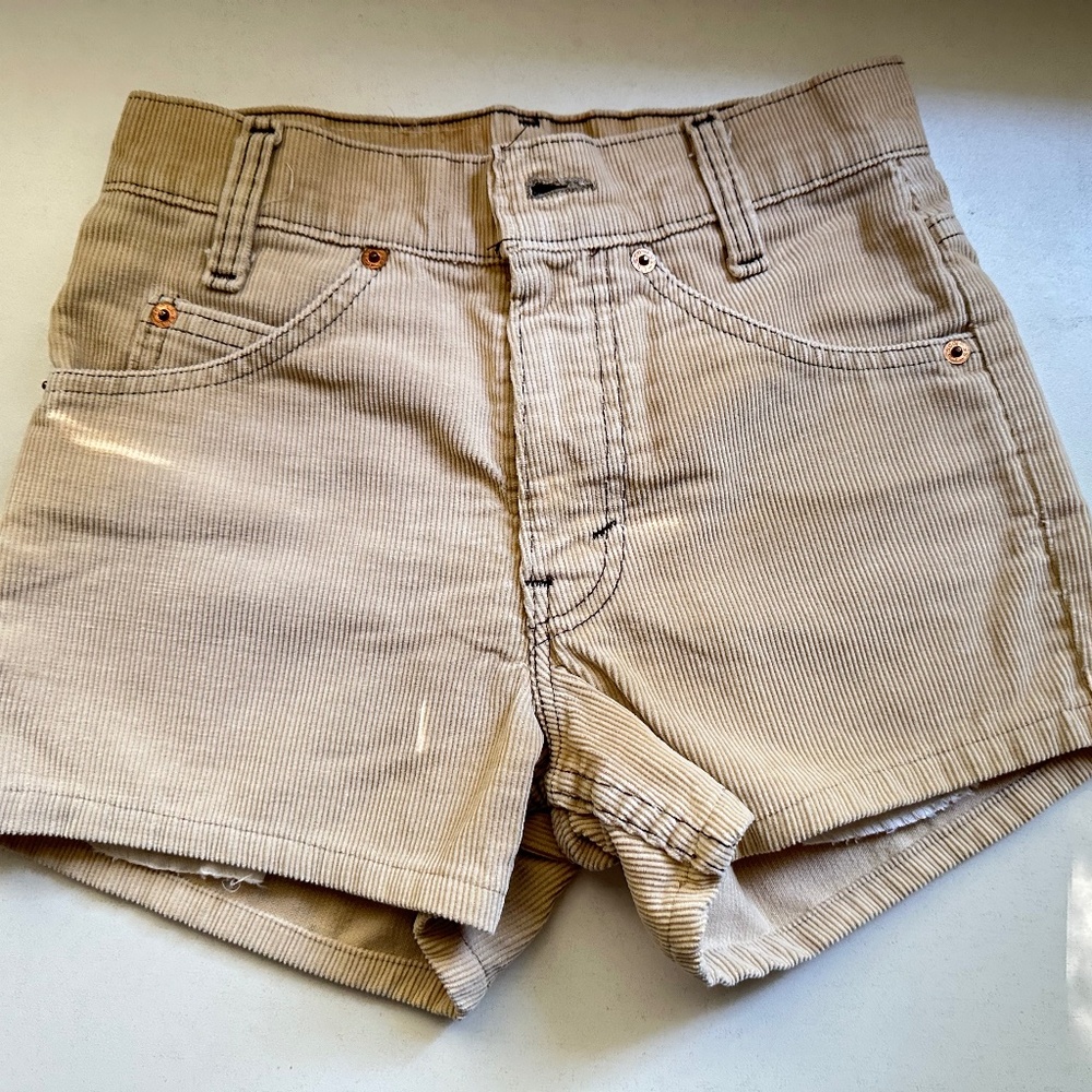 Vintage 1970's Kids SF 207 Levi Strauss Corduroy Shorts W25 L29 Gender Neutral K
